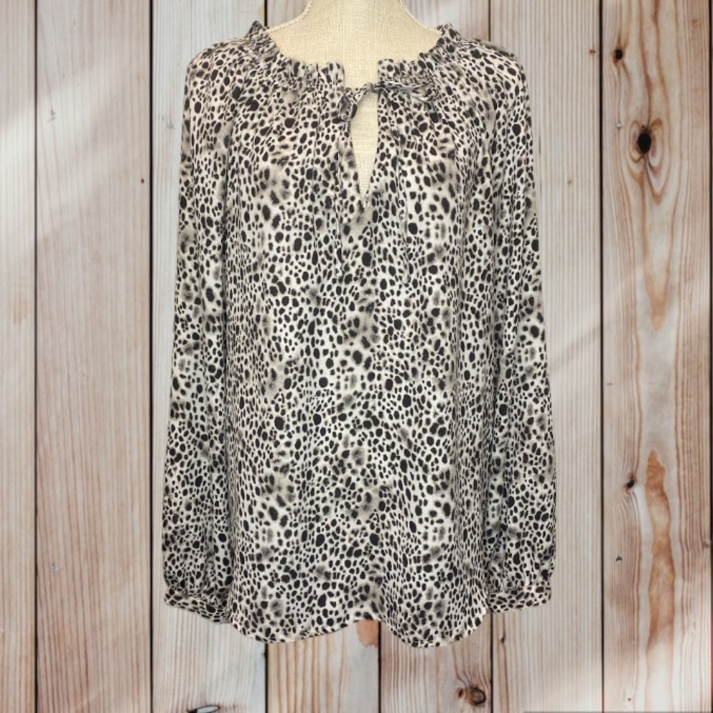 a new day Leopard Tie Front Blouse
